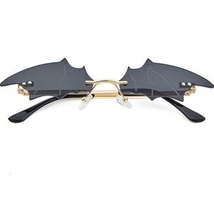 Unisex Bat Wing Sunglasses with Gold Accents
